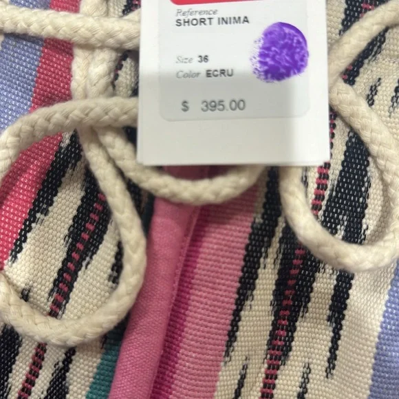 - ISABEL MARANT ÉTOILE Women’s Inima Jacquard Cotton Shorts Colorful Drawstring - Picture 6 of 6